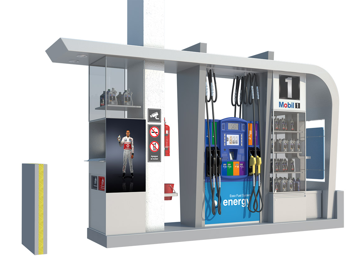 Esso Energy, maqueta, modelo, surtidor, render, renders