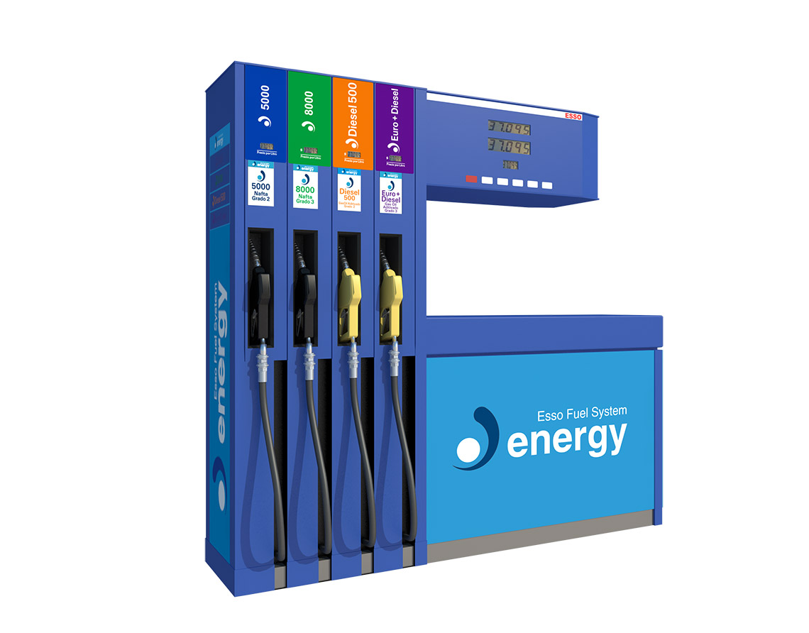 Esso Energy, maqueta, modelo, surtidor, render, renders
