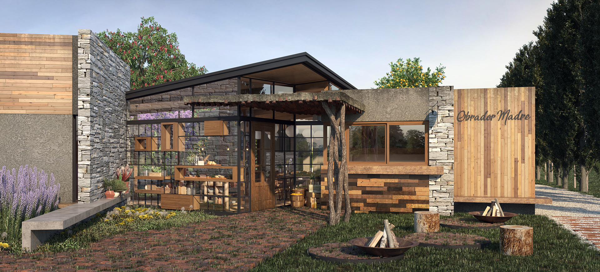 imagen, render, renders, exterior, render exterior restaurante, resto, panaderia, empresas, paisajismo, argentina, cordoba