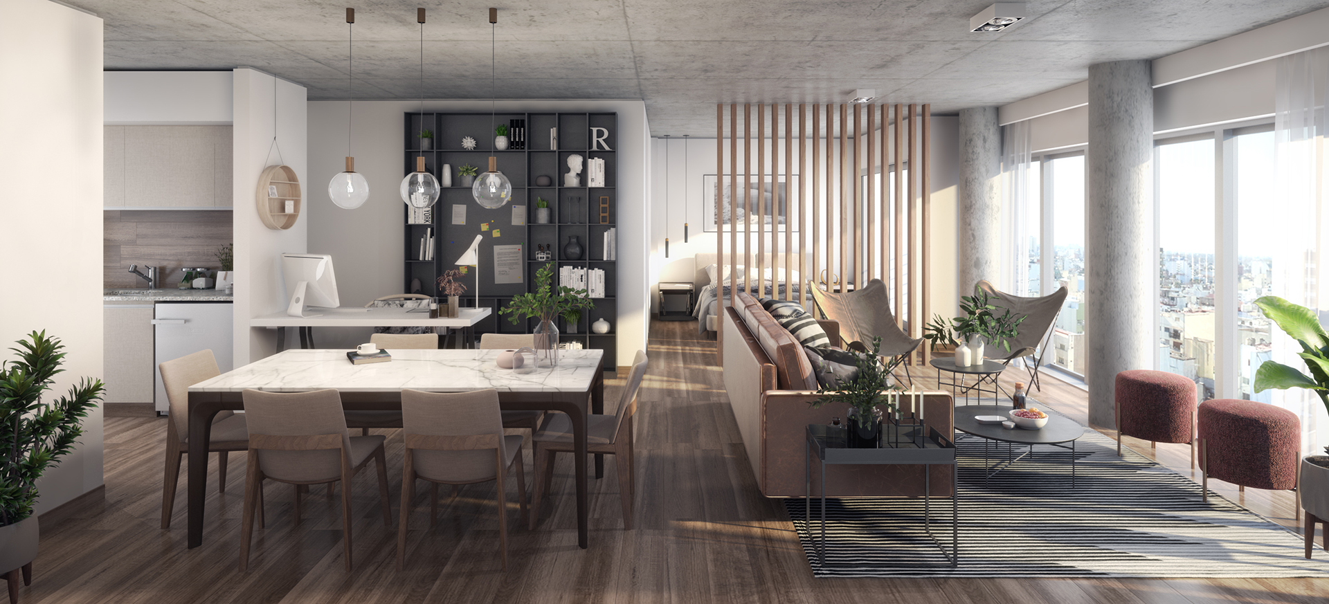 imagen, render, renders, interior, render interior living, cocina, living, departamento, interiorismo, argentina, caba, buenos aires, monoambiente