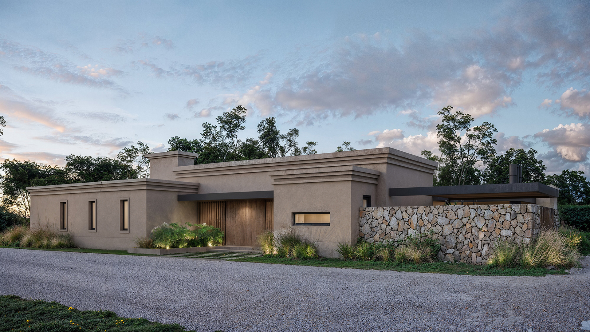 Render de vivienda en el campo